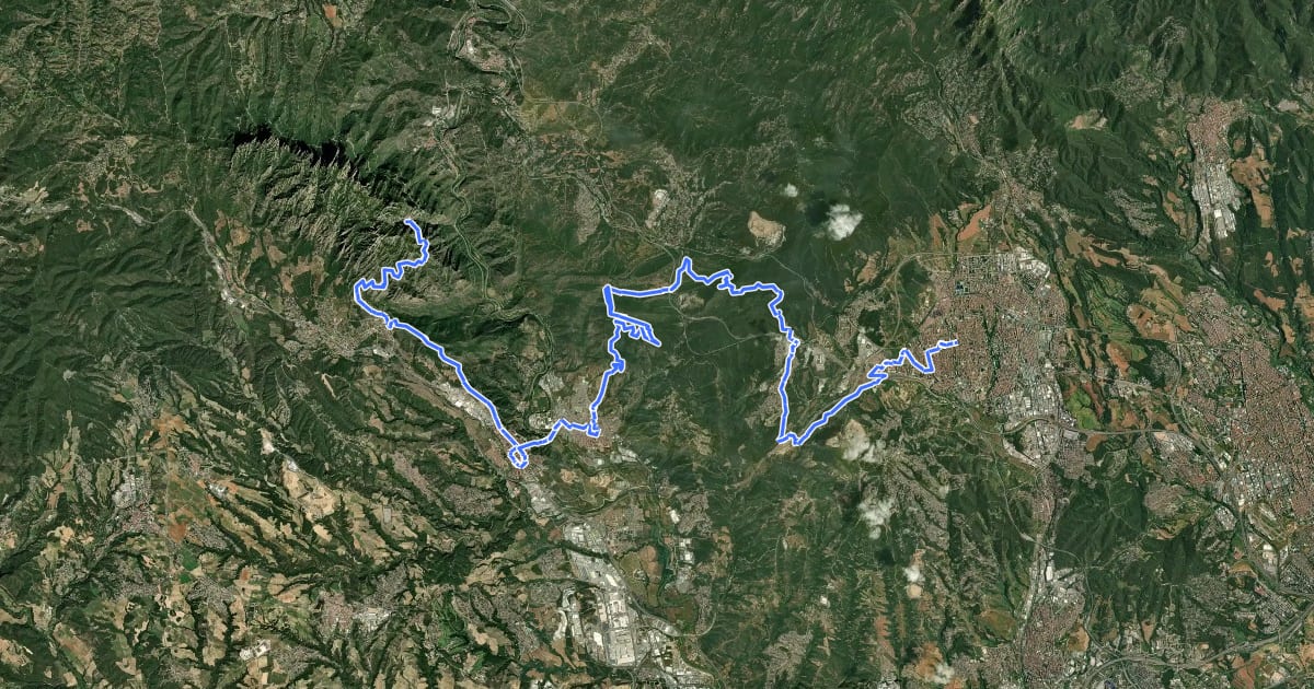 Маршрут El Camí IT3TR1 El Camí Metropolità: de Montserrat a Barcelona на спутниковом снимке