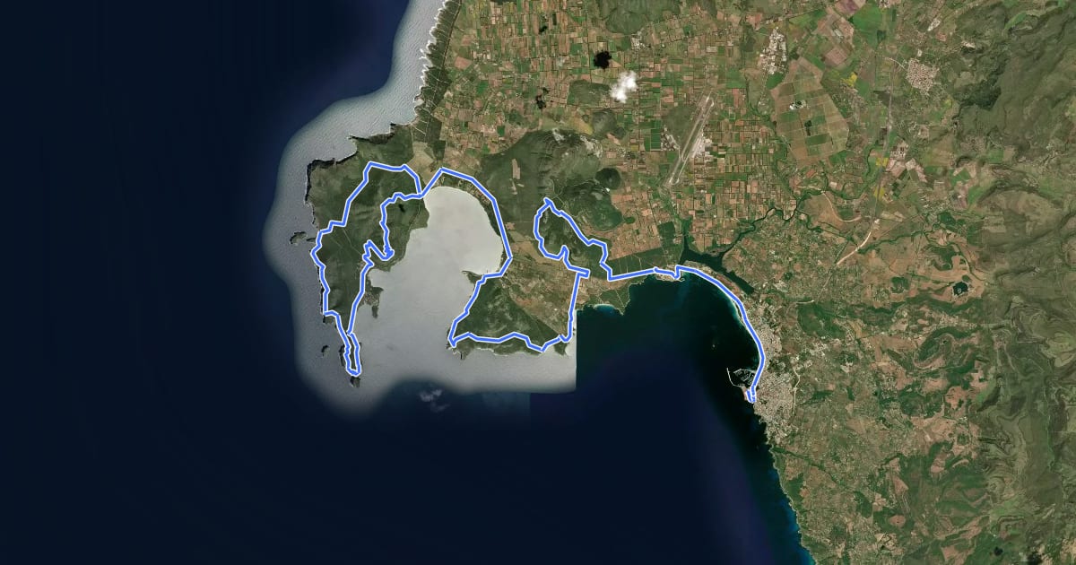 Маршрут El Camí IT4TR1 El Camí Illenc: de l'Alguer a Formentera на спутниковом снимке