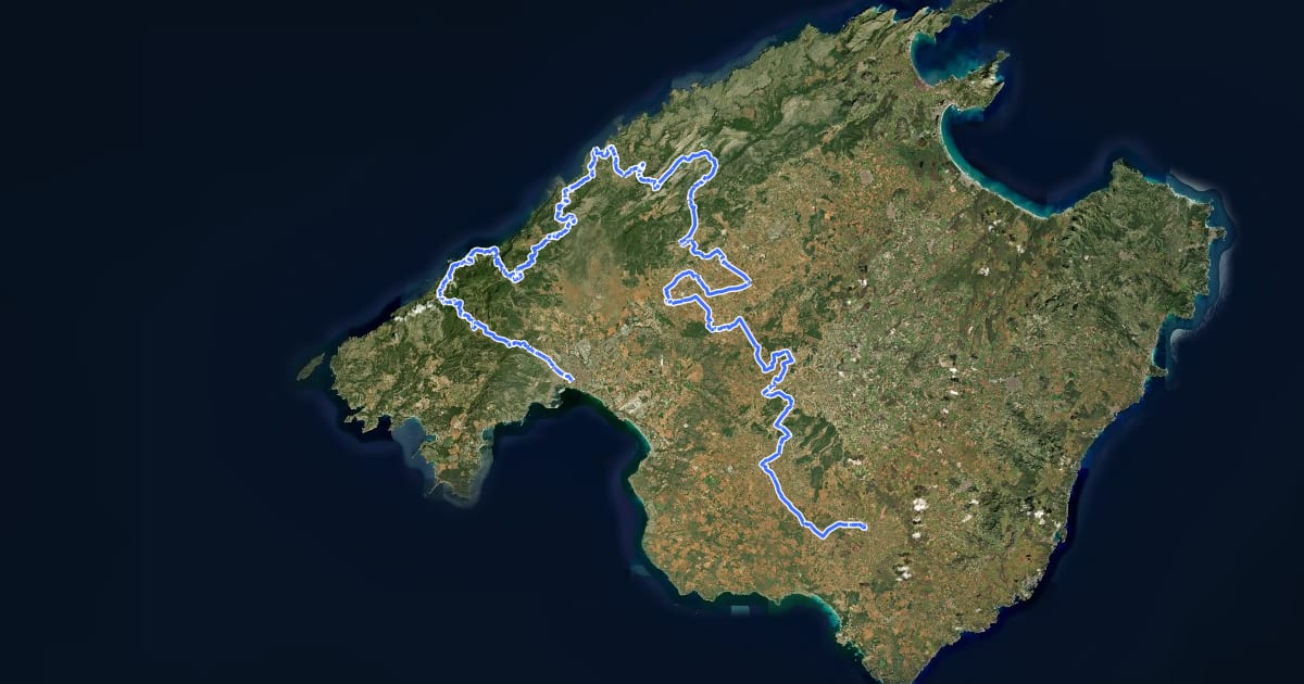Маршрут El Camí IT4TR4 El Camí Illenc: de l'Alguer a Formentera на спутниковом снимке
