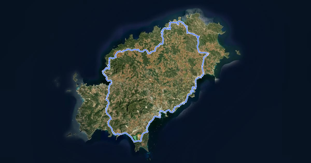 Маршрут El Camí IT4TR5 El Camí Illenc: de l'Alguer a Formentera на спутниковом снимке