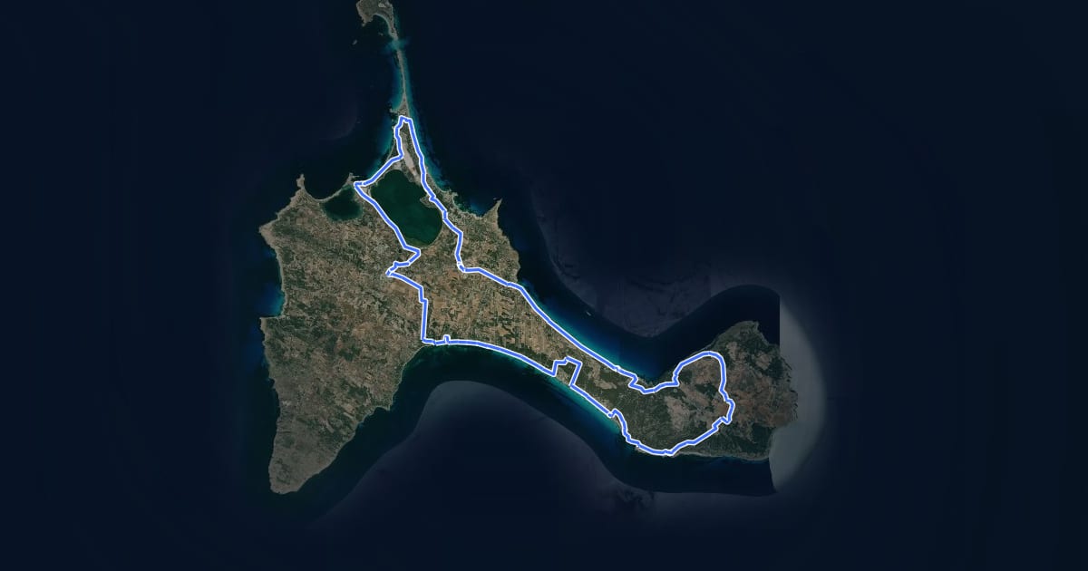 Маршрут El Camí IT4TR6 El Camí Illenc: de l'Alguer a Formentera на спутниковом снимке