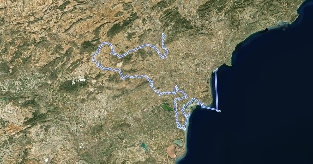 Маршрут El Camí IT5TR3 El Camí del Sud: de Dénia a Castelló de la Plana на спутниковом снимке