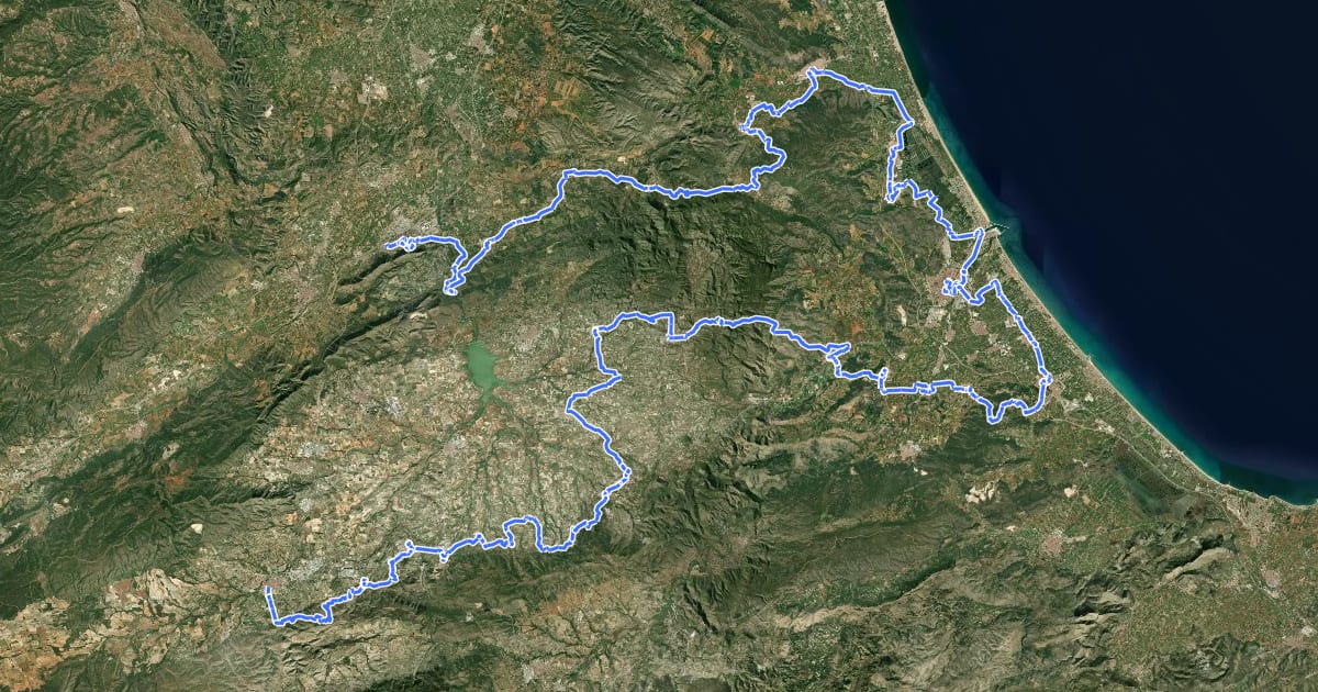 Маршрут El Camí IT5TR5 El Camí del Sud: de Dénia a Castelló de la Plana на спутниковом снимке