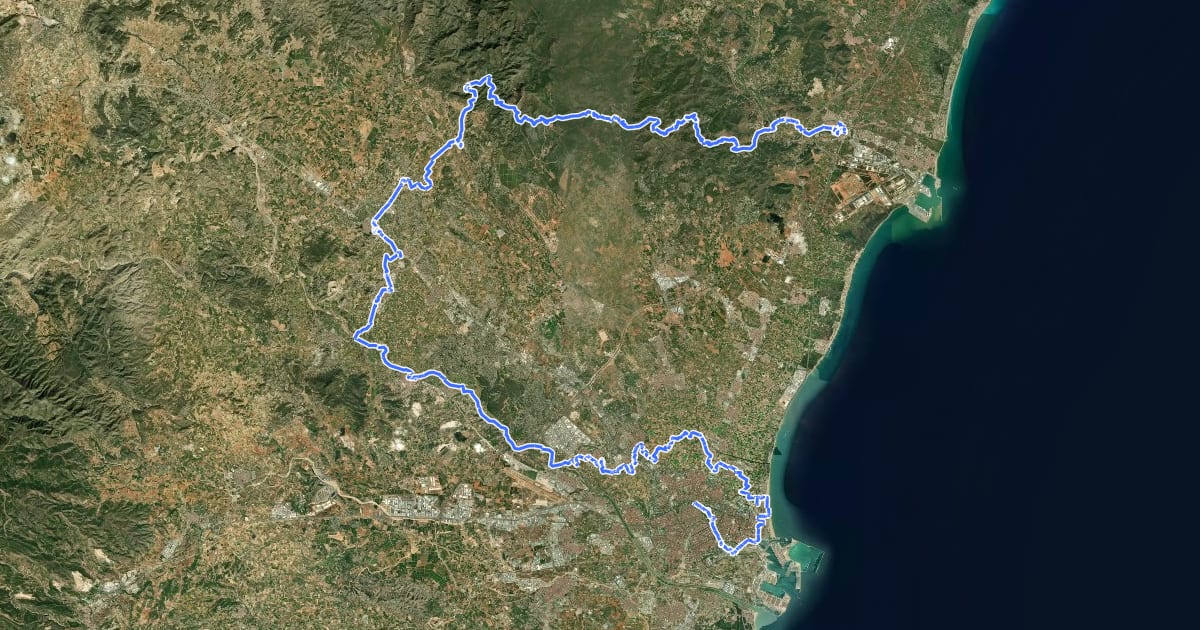 Маршрут El Camí IT5TR7 El Camí del Sud: de Dénia a Castelló de la Plana на спутниковом снимке
