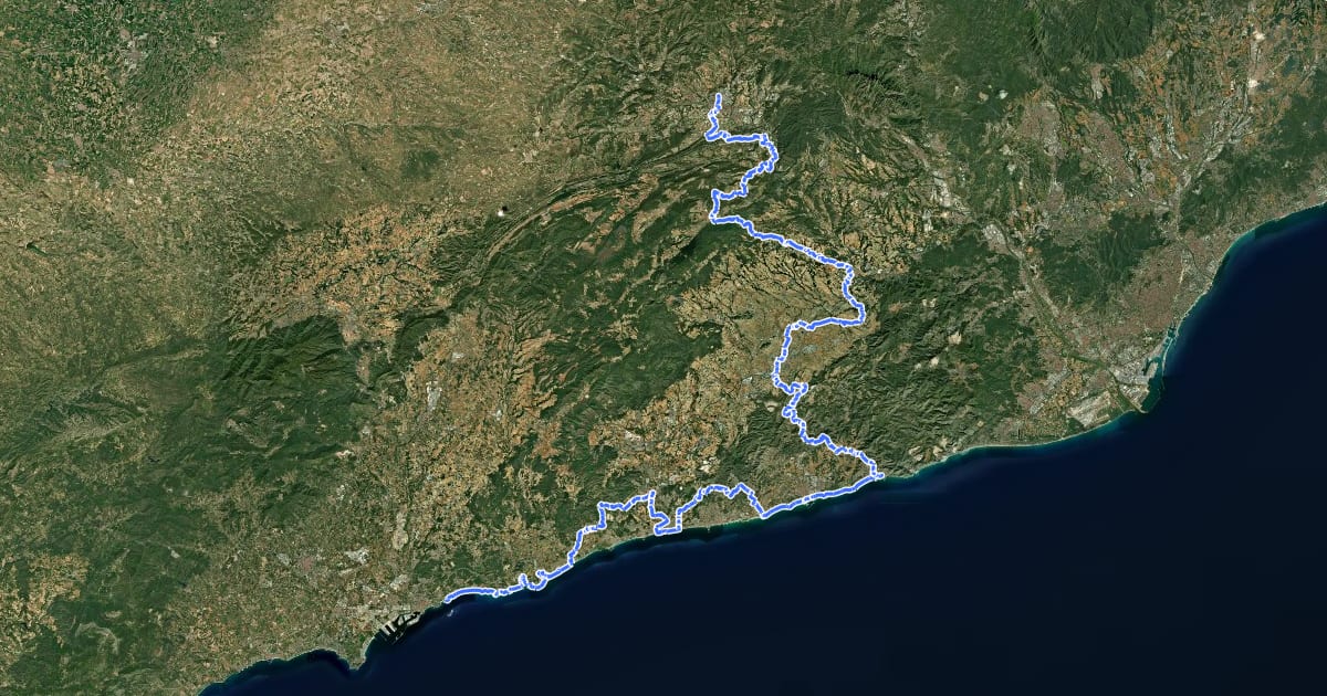 Маршрут El Camí IT6TR6 El Camí Central: de Castelló de la Plana a Montserrat на спутниковом снимке