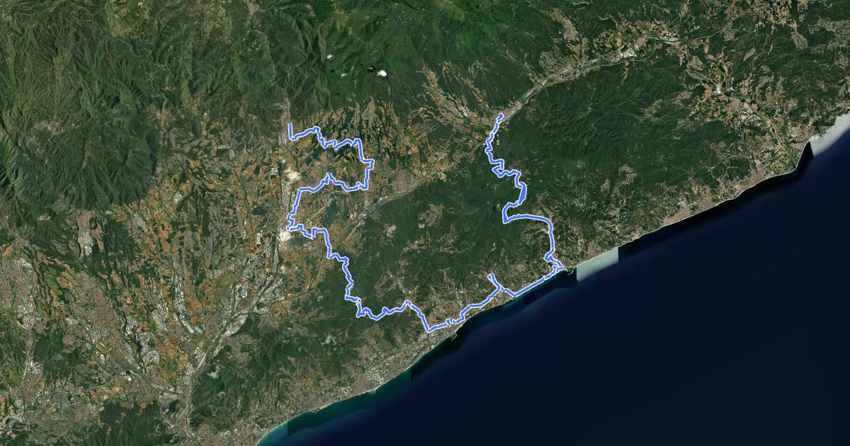 Маршрут El Camí IT7TR2 El Camí de Llevant: de Montserrat a Salses на спутниковом снимке