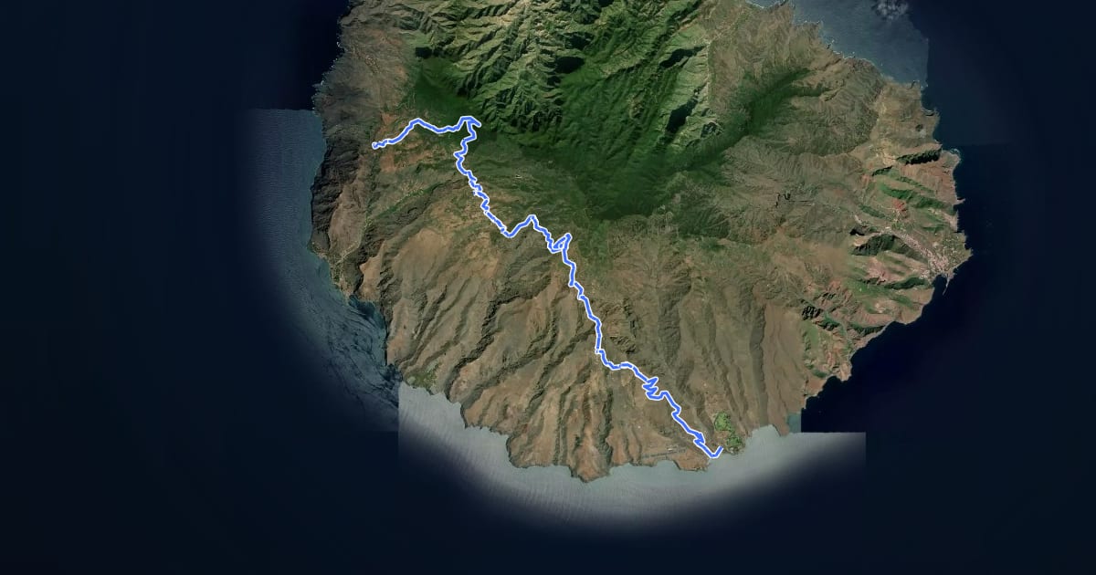 Маршрут El Camino de Santiago entre Volcanes на спутниковом снимке