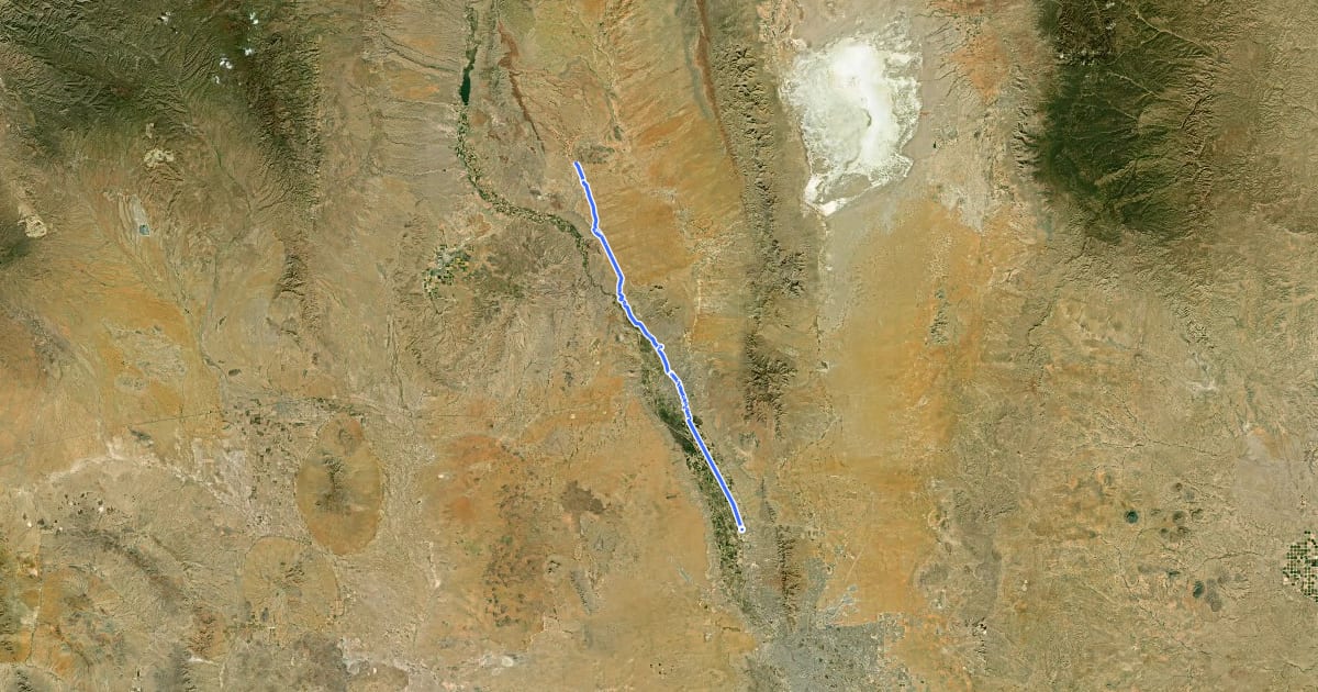 Маршрут El Camino Real de Tierra Adentro National Historic Trail - Doña Ana County на спутниковом снимке