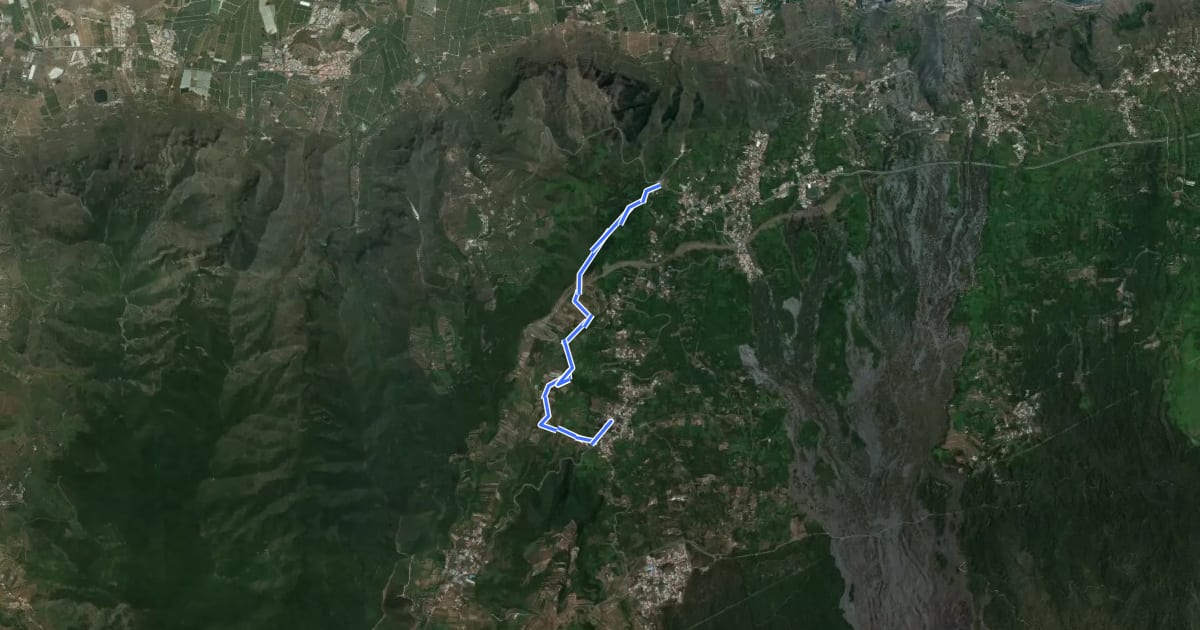 Маршрут El Tanque Alto- Ruigómez-San José de Los Llanos на спутниковом снимке
