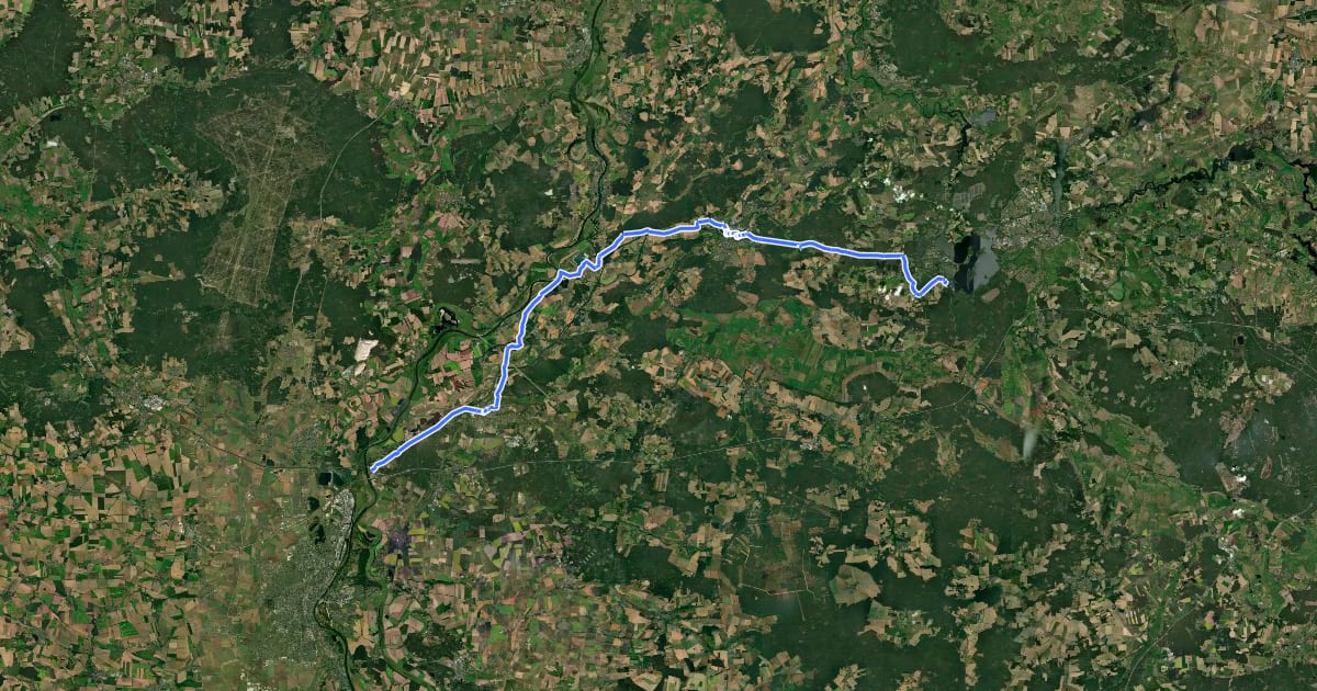 Маршрут Elbe-Havel-Radweg на спутниковом снимке