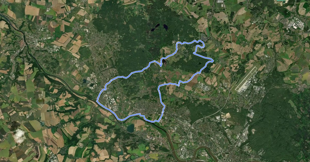 Маршрут Elbe-Moritzburg-Lößnitzgrund-Radweg на спутниковом снимке