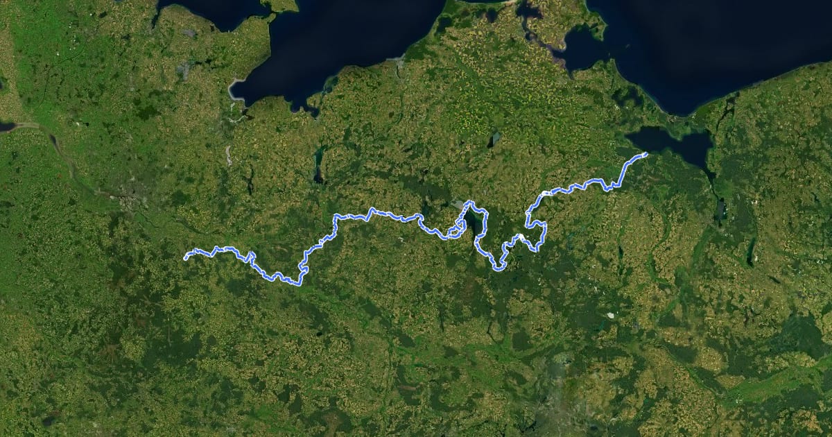 Маршрут Elbe-Oderhaff Radweg на спутниковом снимке