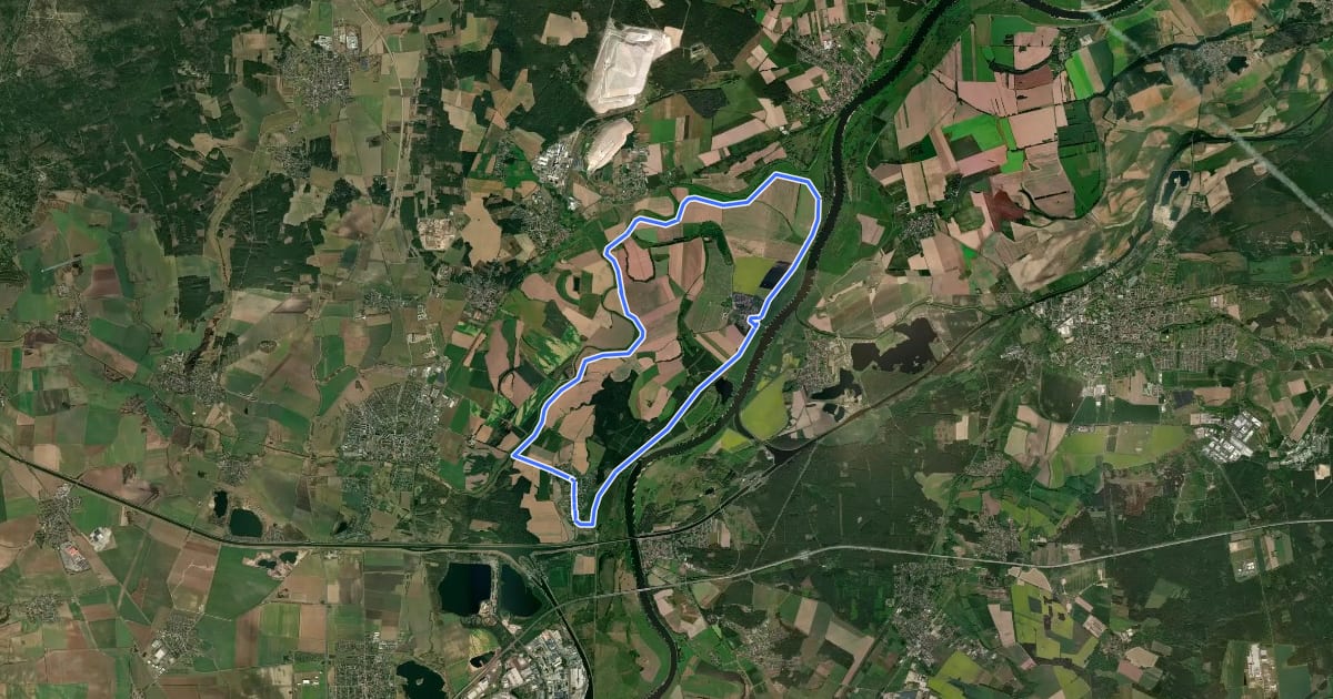 Маршрут Elbe-Ohre-Radweg на спутниковом снимке