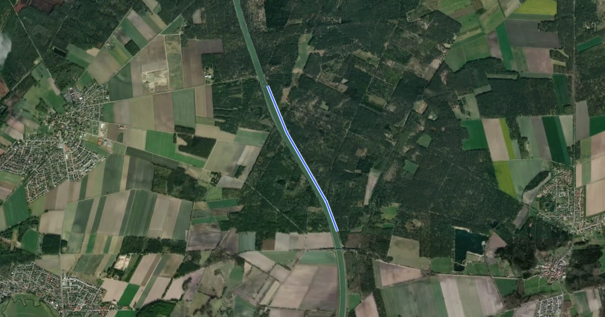 Маршрут Elbe-Seitenkanal Ost Abzweig Bokensdorf (27) - Elbe-Seitenkanal Ost Abzweig Grußendorf (28) на спутниковом снимке