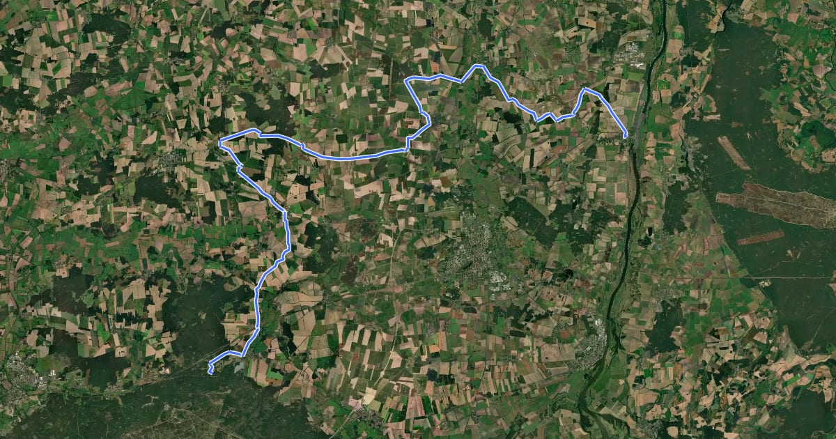 Маршрут Elbe-Uchte-Radweg на спутниковом снимке