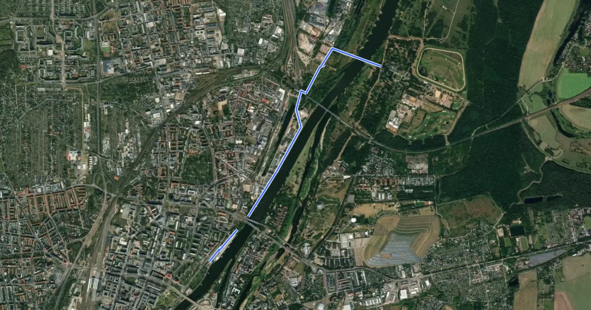 Маршрут Elberadweg Alternative Magdeburg [linkselbisch] на спутниковом снимке