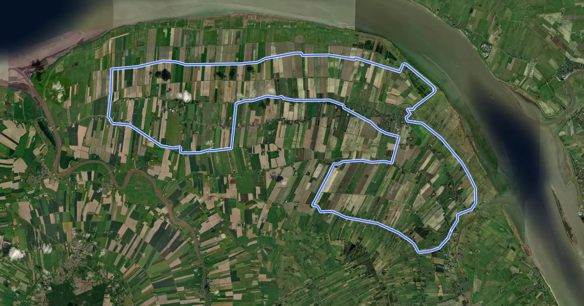 Маршрут Elbmarschroute на спутниковом снимке