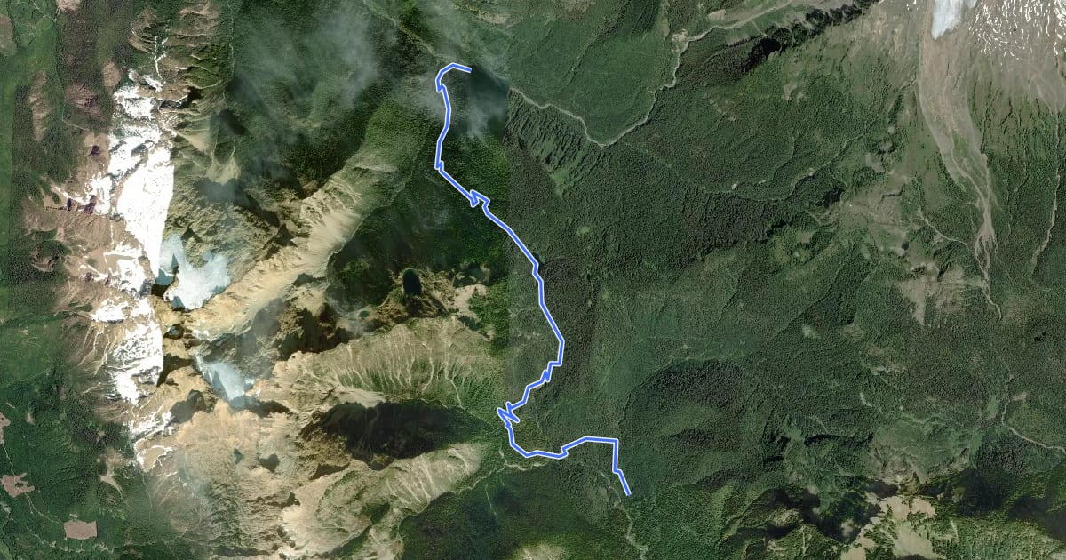 Маршрут Elbow Lake Trail на спутниковом снимке