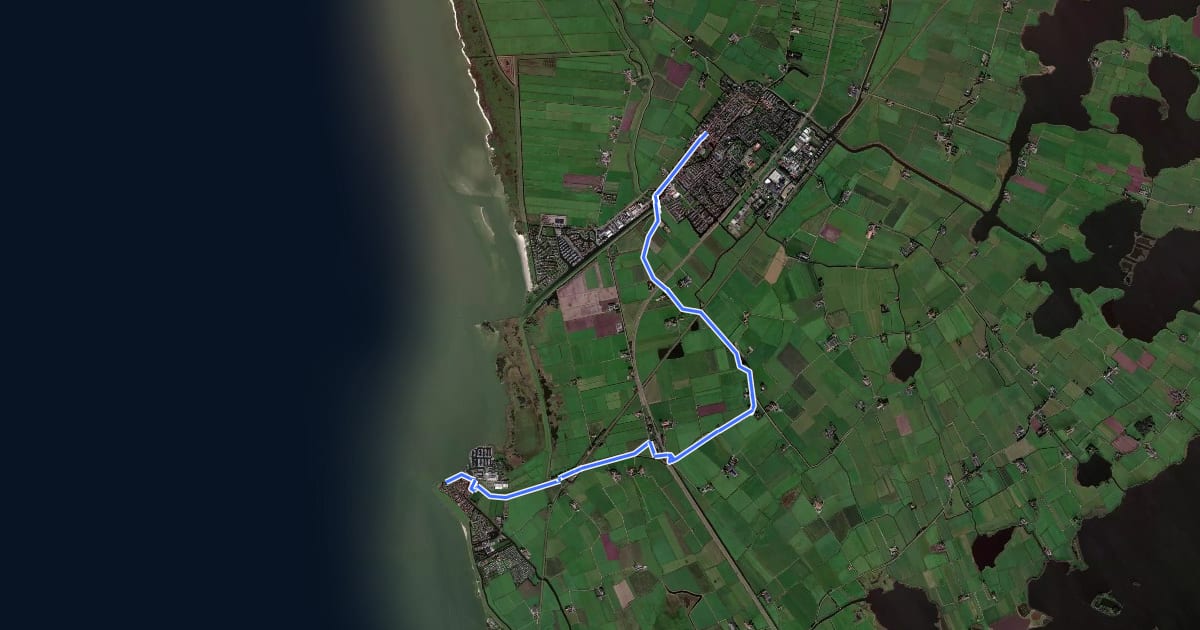 Маршрут Elfstedenroute - 06 - Hindelopen - Workum на спутниковом снимке