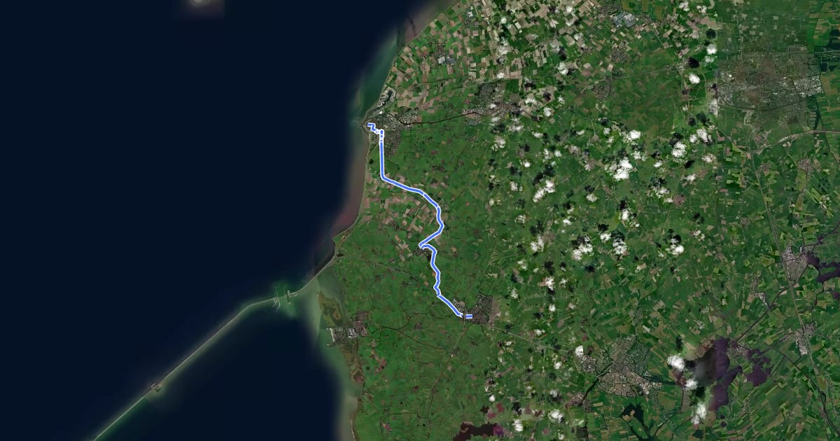 Маршрут Elfstedenroute - 08 - Bolsward - Harlingen на спутниковом снимке