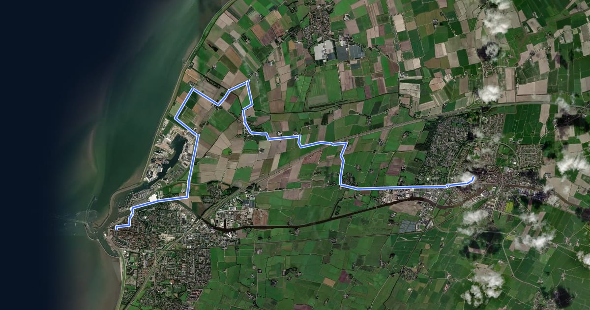Маршрут Elfstedenroute - 09 - Harlingen - Franeker на спутниковом снимке