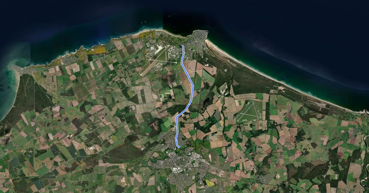 Маршрут Elgin - Lossiemouth на спутниковом снимке