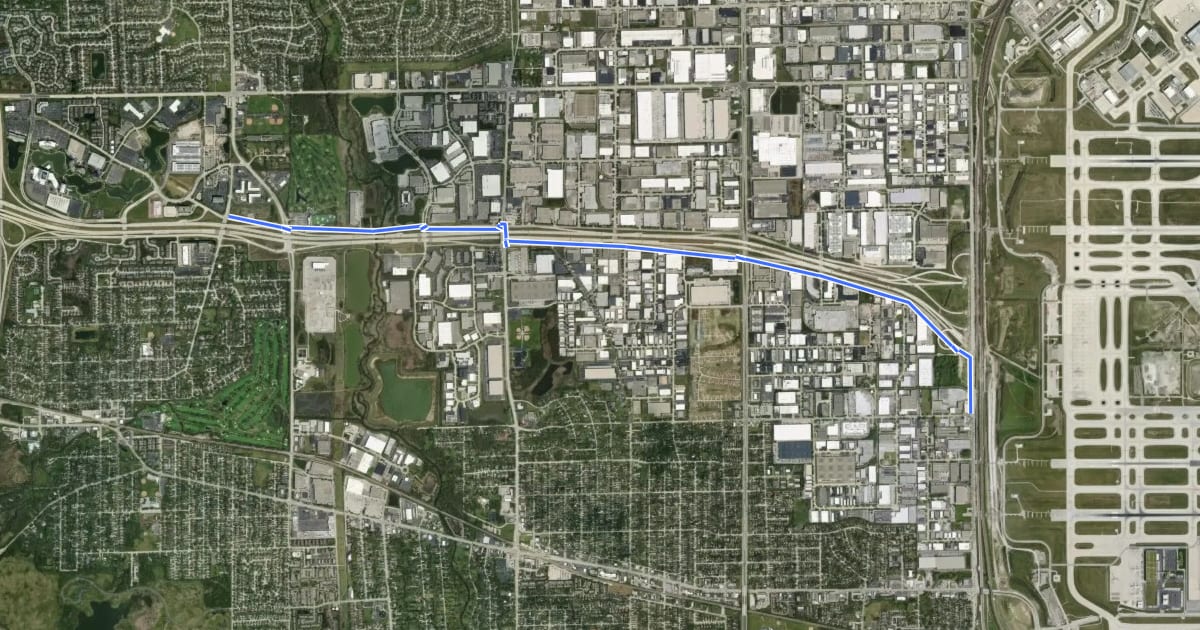 Маршрут Elgin O'Hare Trail на спутниковом снимке