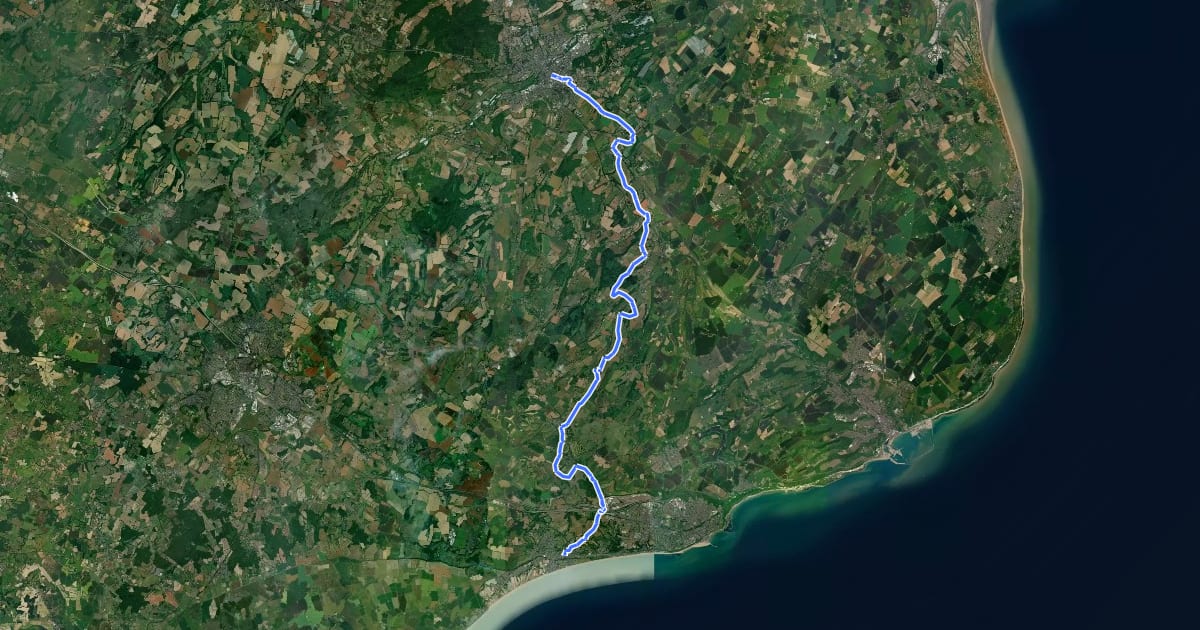 Маршрут Elham Valley Way на спутниковом снимке