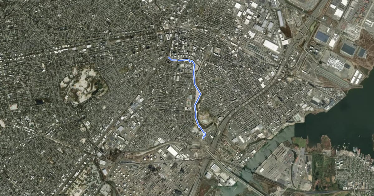 Маршрут Elizabeth River Trail на спутниковом снимке