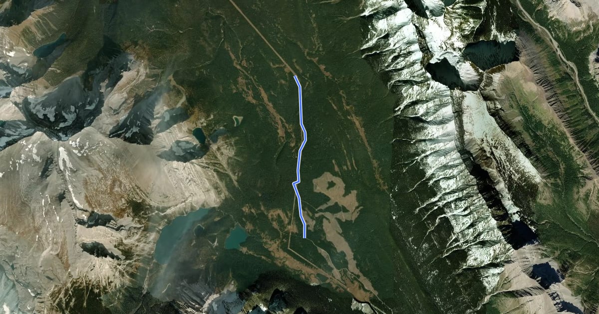 Маршрут Elk Pass Hydroline Trail (TCT) на спутниковом снимке