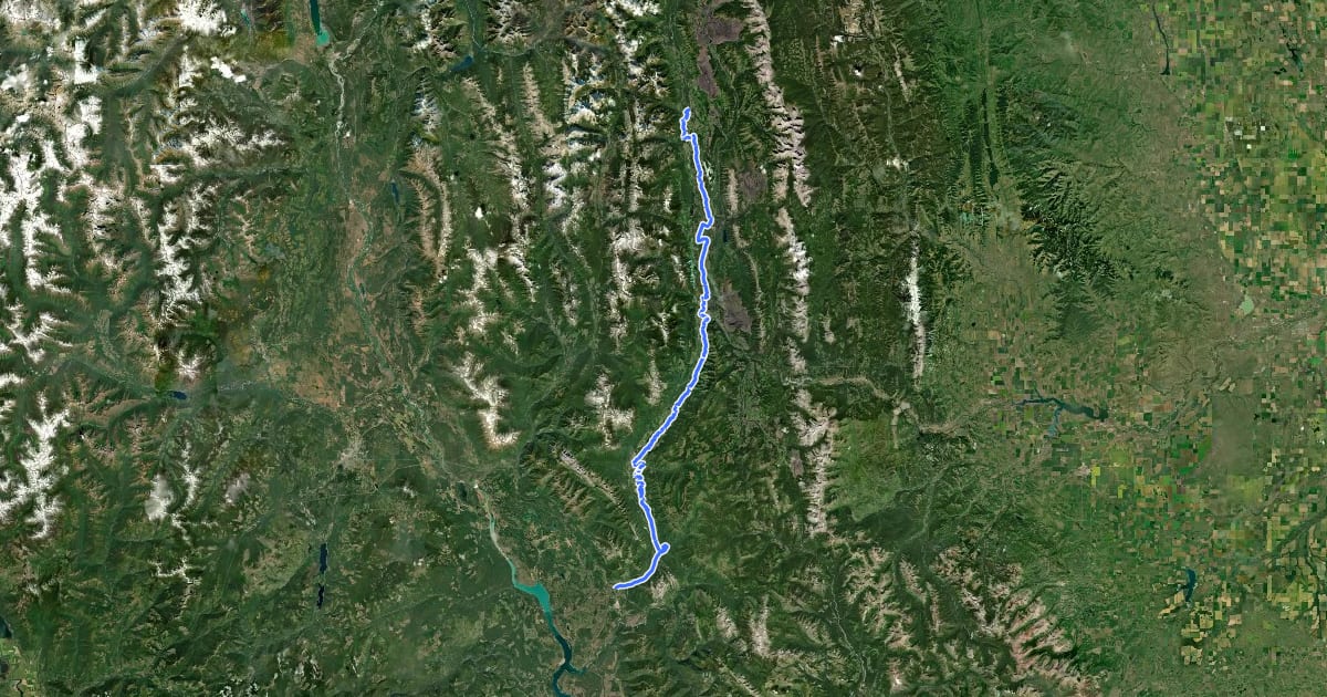 Маршрут Elk Valley Trail на спутниковом снимке
