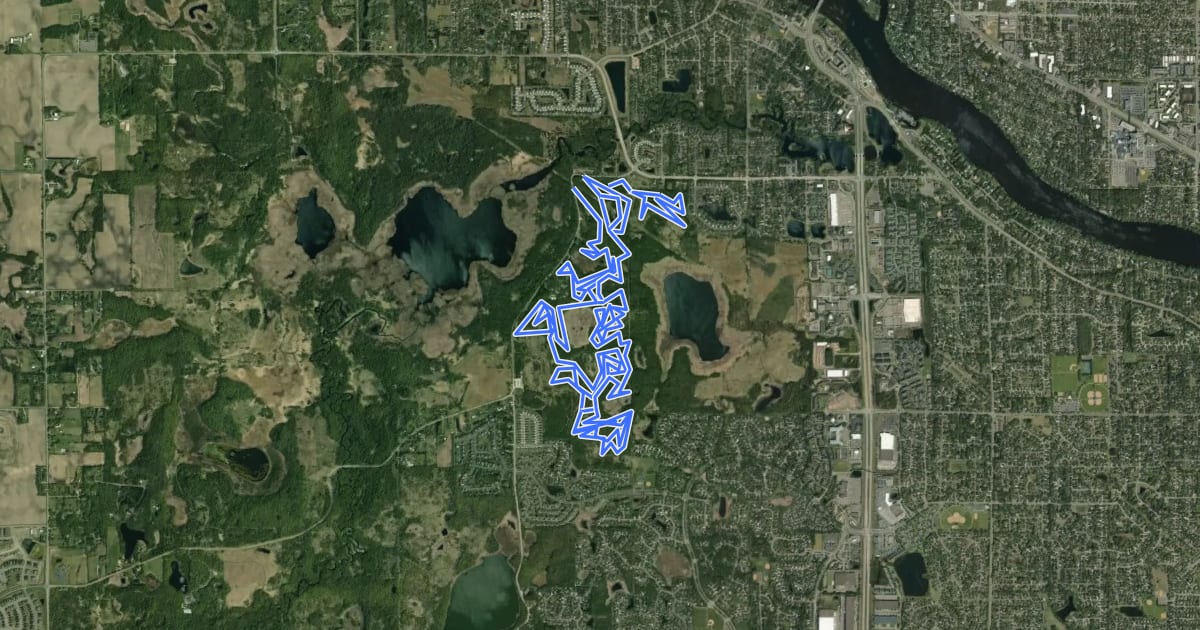 Маршрут Elm Creek Singletrack Trail на спутниковом снимке