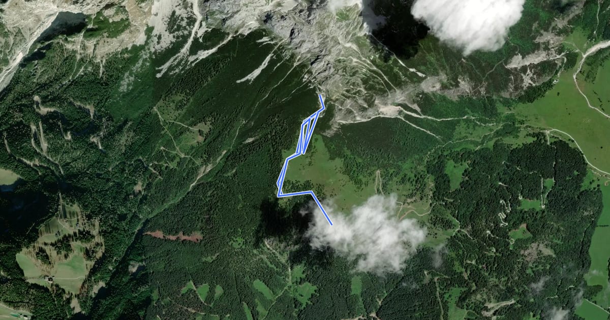 Маршрут Elmau-Alm - Werfener Hütte на спутниковом снимке
