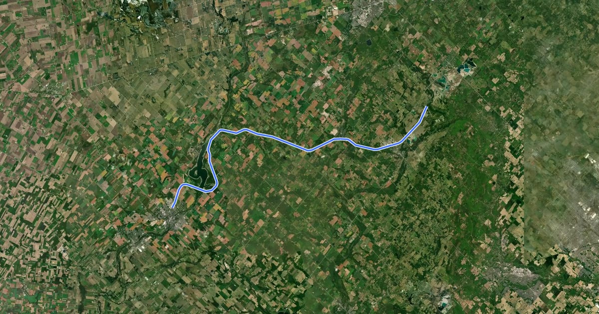 Маршрут Elora-Cataract Trailway на спутниковом снимке