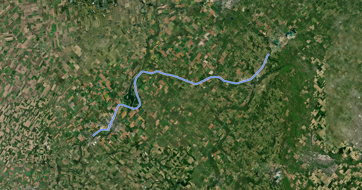 Маршрут Elora Cataract Trailway (cycling) на спутниковом снимке