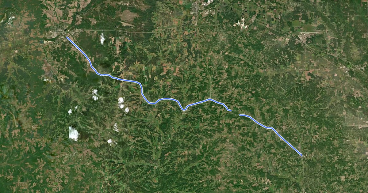 Маршрут Elroy-Sparta State Trail на спутниковом снимке