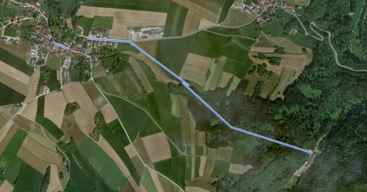 Маршрут Els - Purkersdorf на спутниковом снимке
