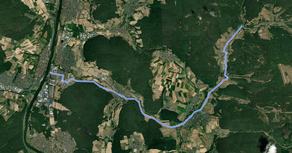 Маршрут Elsavatal-Radweg на спутниковом снимке