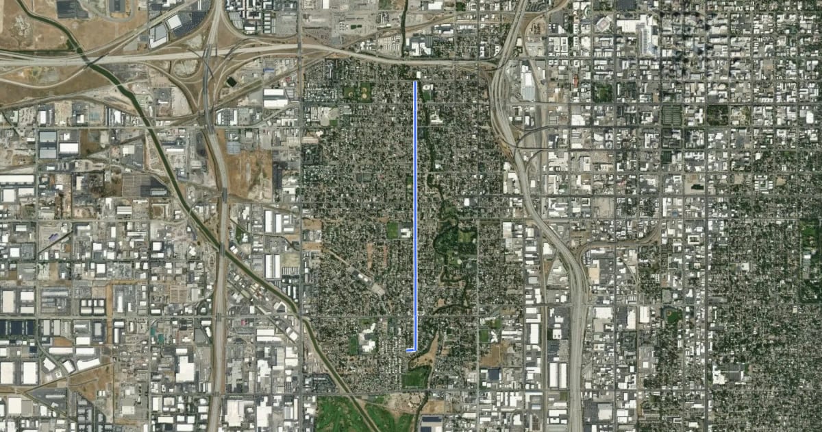 Маршрут Emery St Neighborhood Byway на спутниковом снимке