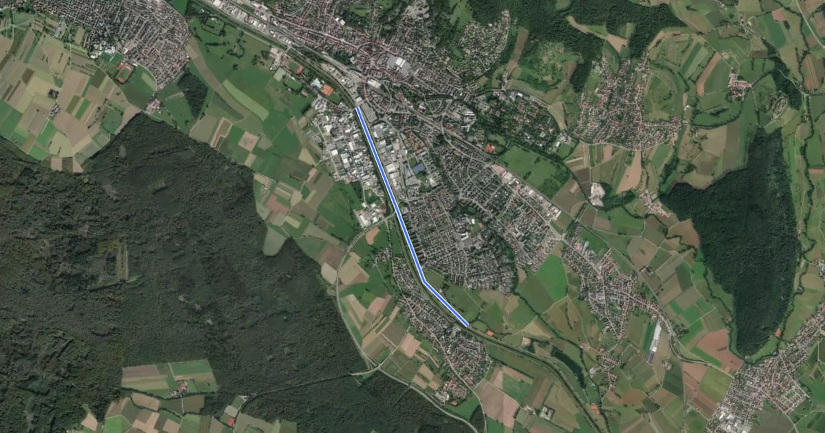 Маршрут Emmendingen Festplatz - Wasser Elzbrücke на спутниковом снимке