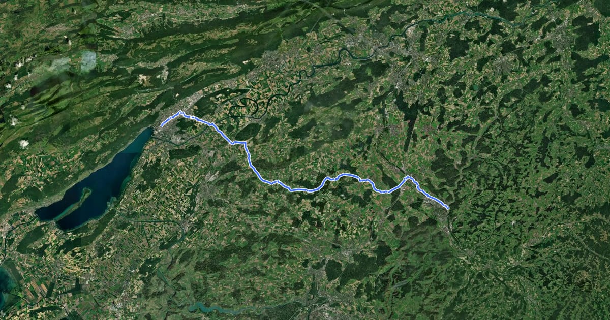 Маршрут Emmental–Entlebuch на спутниковом снимке