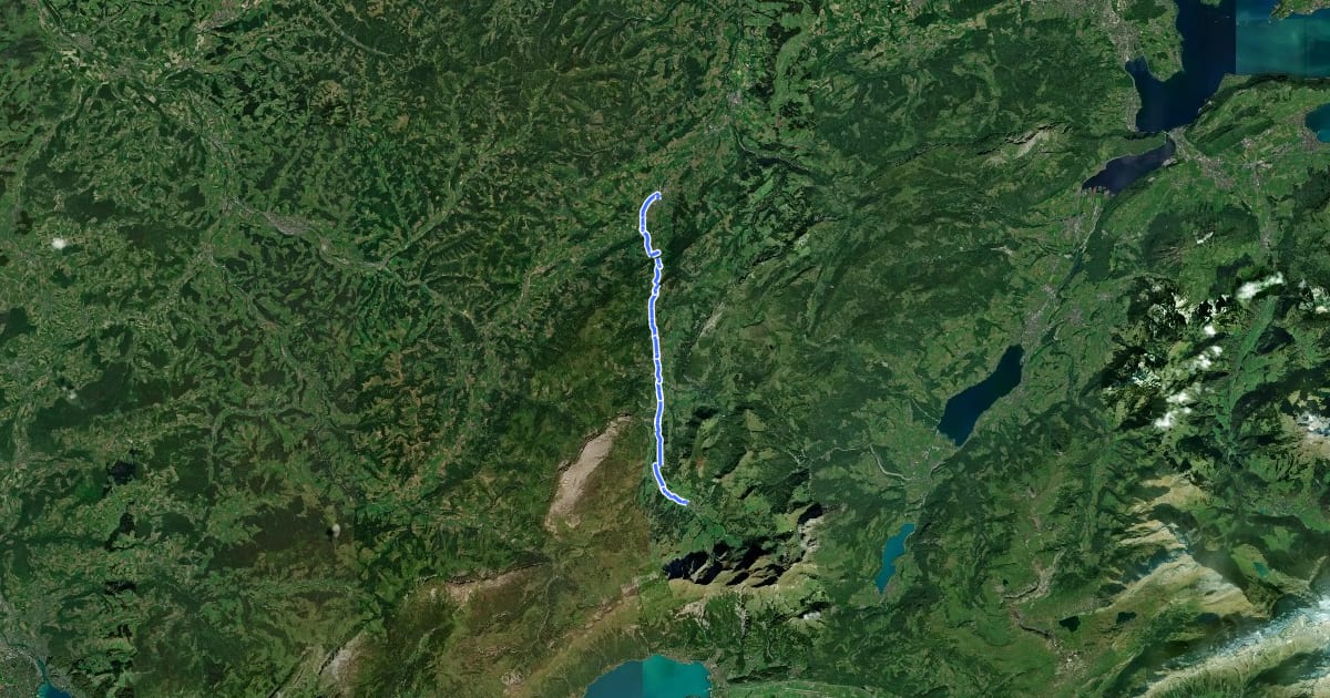 Маршрут Emmenuferweg - Etappe 2 на спутниковом снимке
