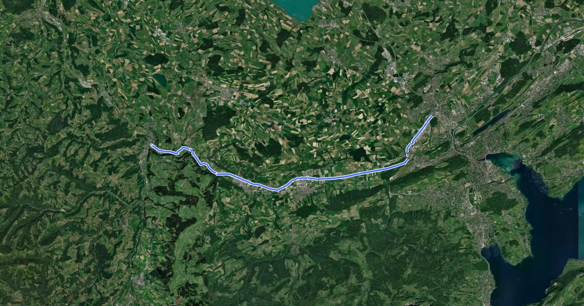 Маршрут Emmenuferweg - Etappe 4 на спутниковом снимке