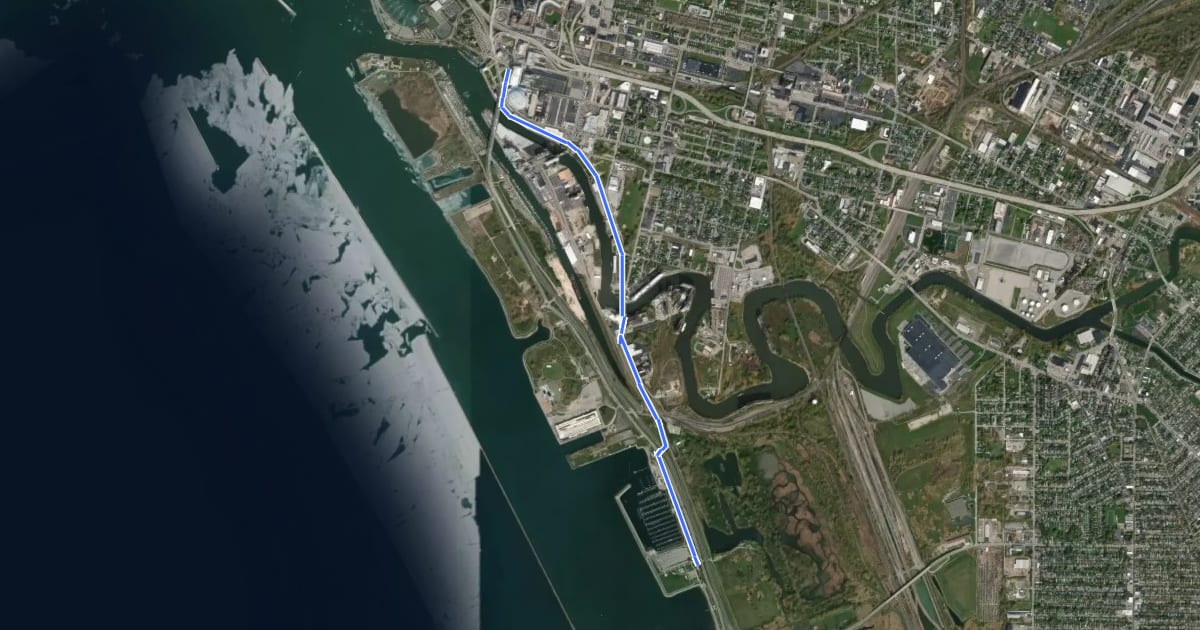 Маршрут Empire State Trail (Harbor - Canalside, bike) на спутниковом снимке