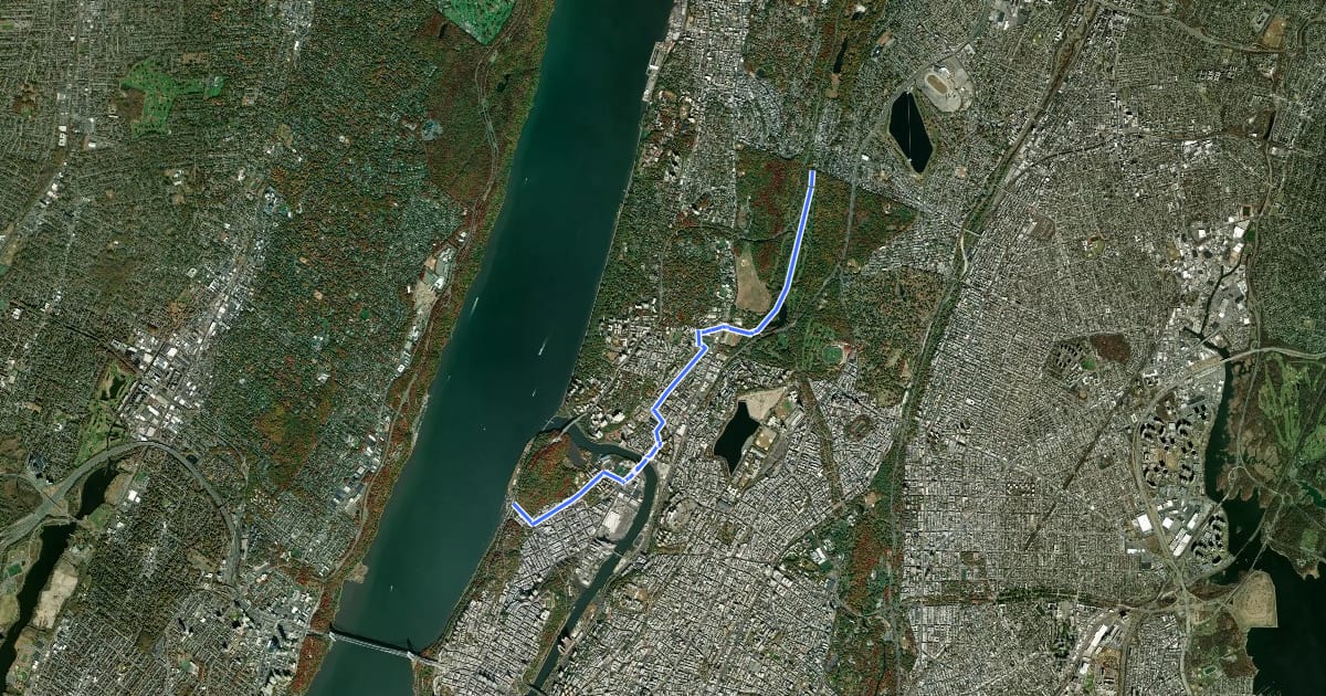 Маршрут Empire State Trail (Inwood - Bronx, bike) на спутниковом снимке