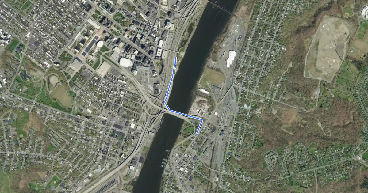 Маршрут Empire State Trail (Kingston to Green Island, bike) на спутниковом снимке