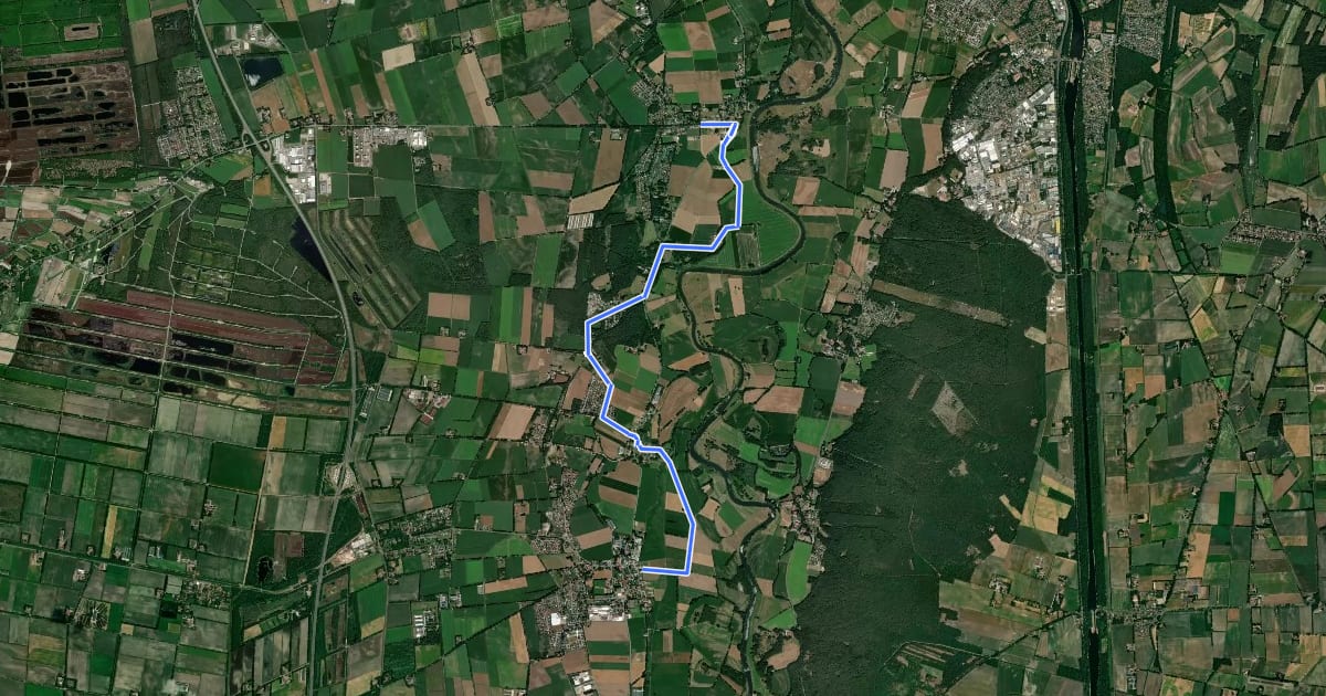 Маршрут Emslandroute Variante Moor - Veenland на спутниковом снимке