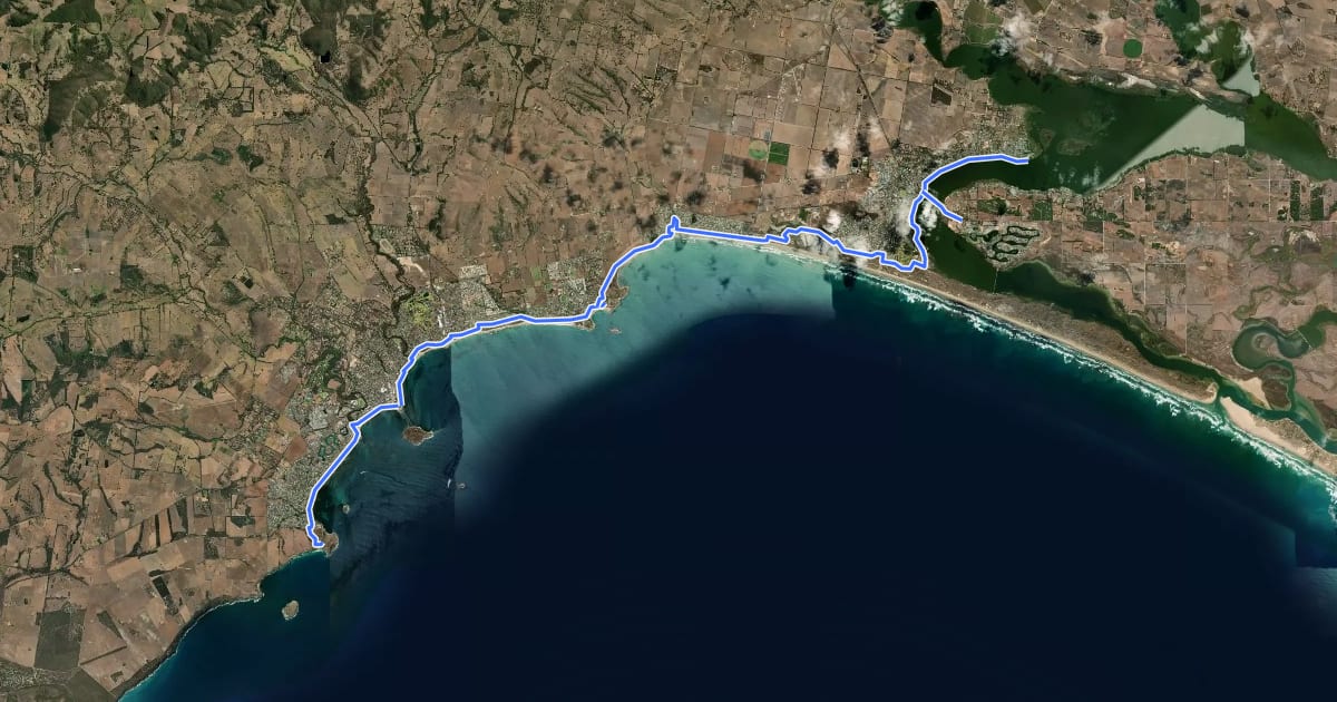 Маршрут Encounter Bikeway на спутниковом снимке