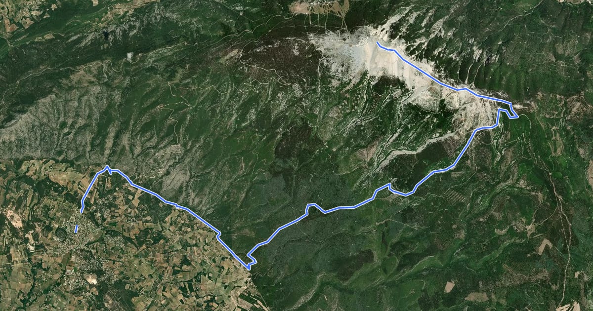 Маршрут Enduro du Ventoux Face sud на спутниковом снимке