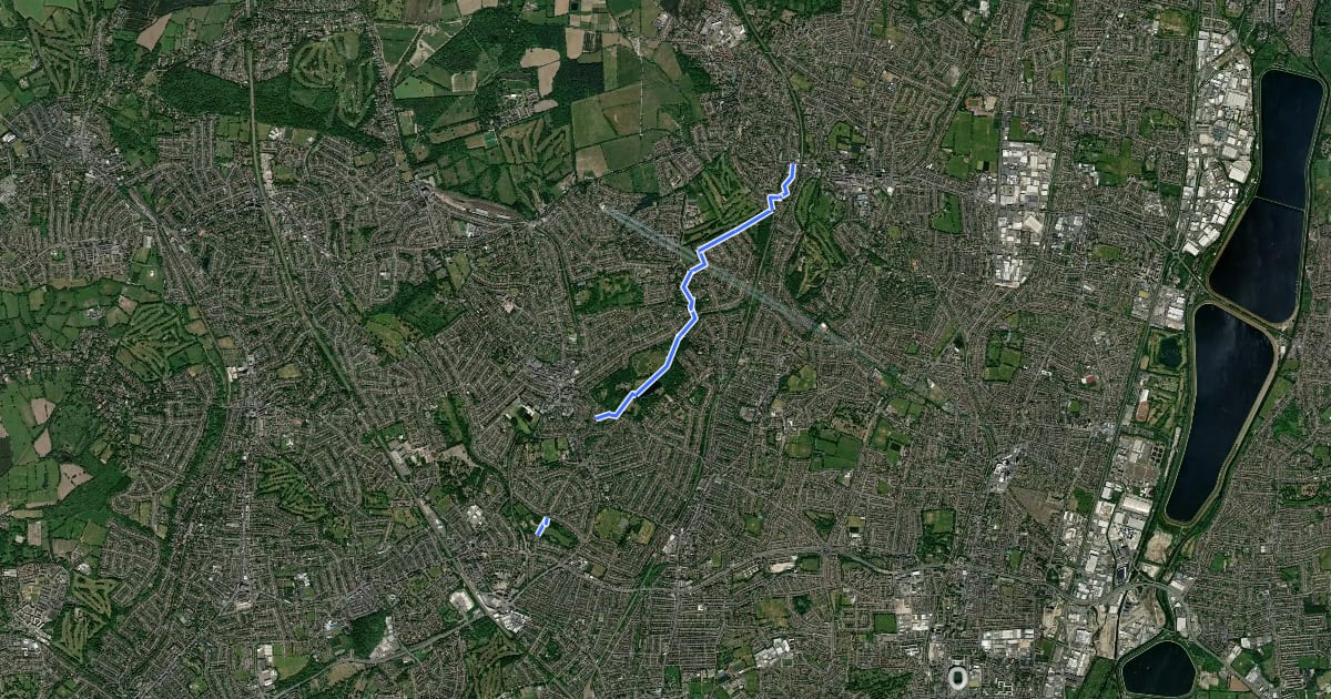 Маршрут Enfield Chase to Arnos Park Greenway на спутниковом снимке